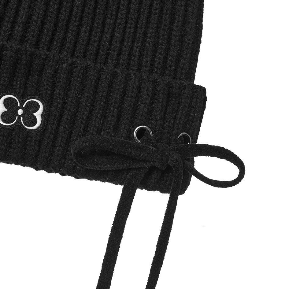☆TWICE ダヒョン 着用！！【PAKUA】BUTTERFLY RIBBON BEANIE_BLACK