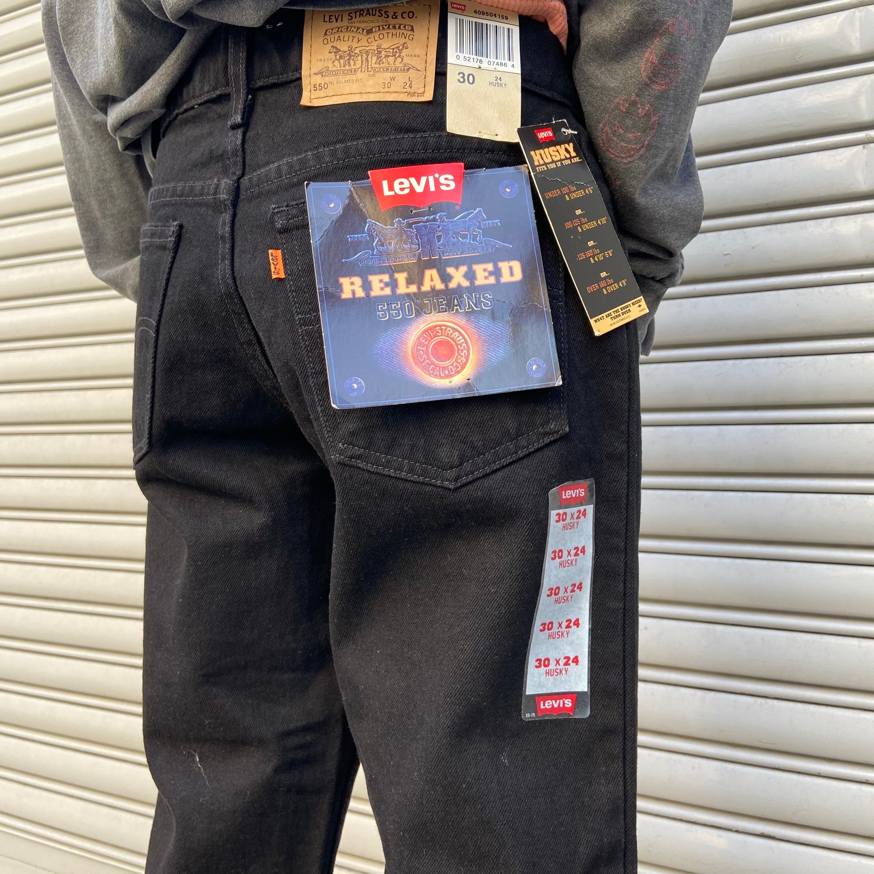 送料無料』90sデッドストック Levis 550 HUSKY 半端丈ブラックデニム 