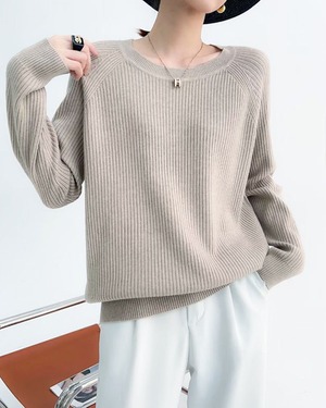 クルーネックニット プルオーバー 12color A0938