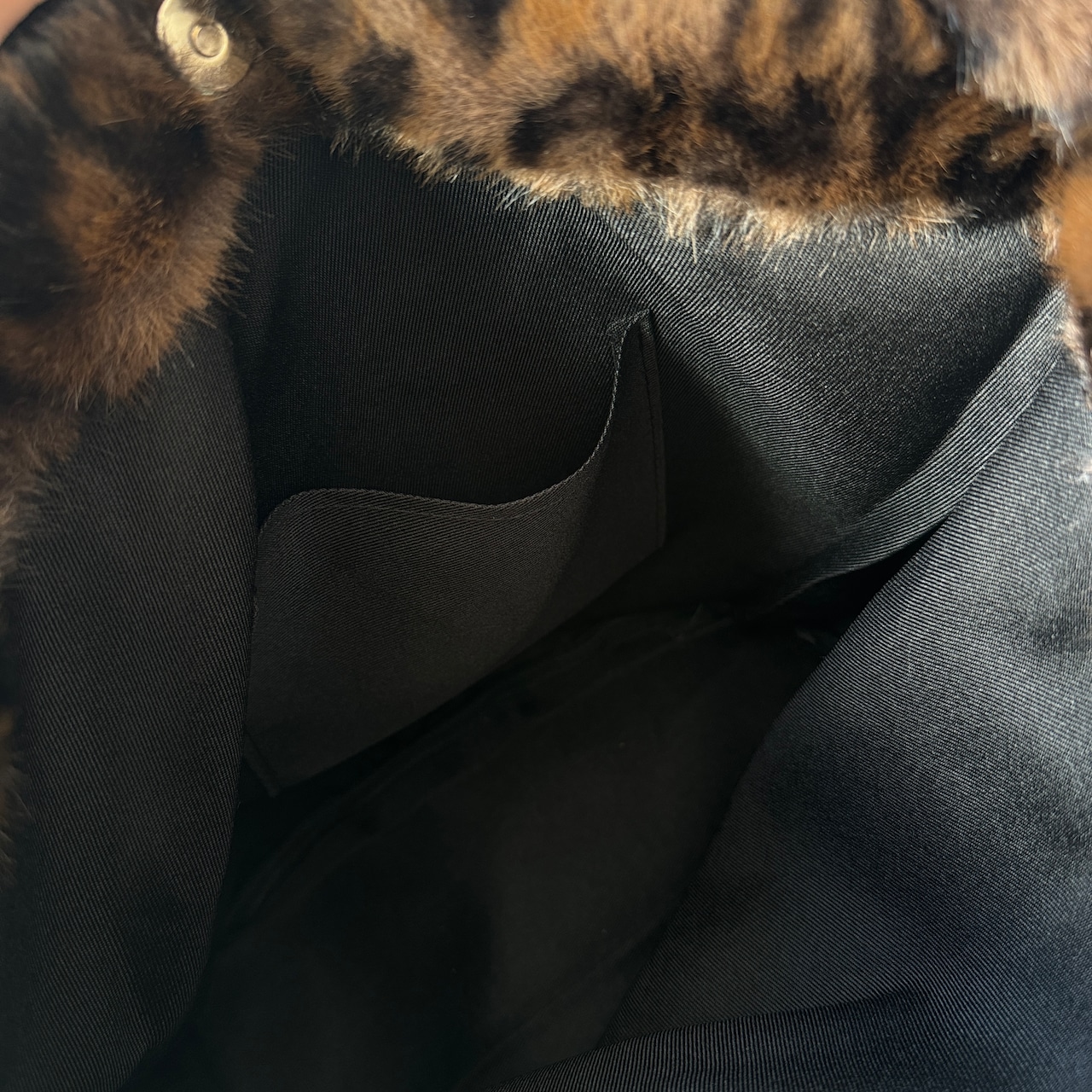 Leopard eco fur tote bag/brown