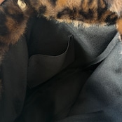 Leopard eco fur tote bag/brown