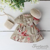Vsb-70002 Beige floral dress beret bag  set