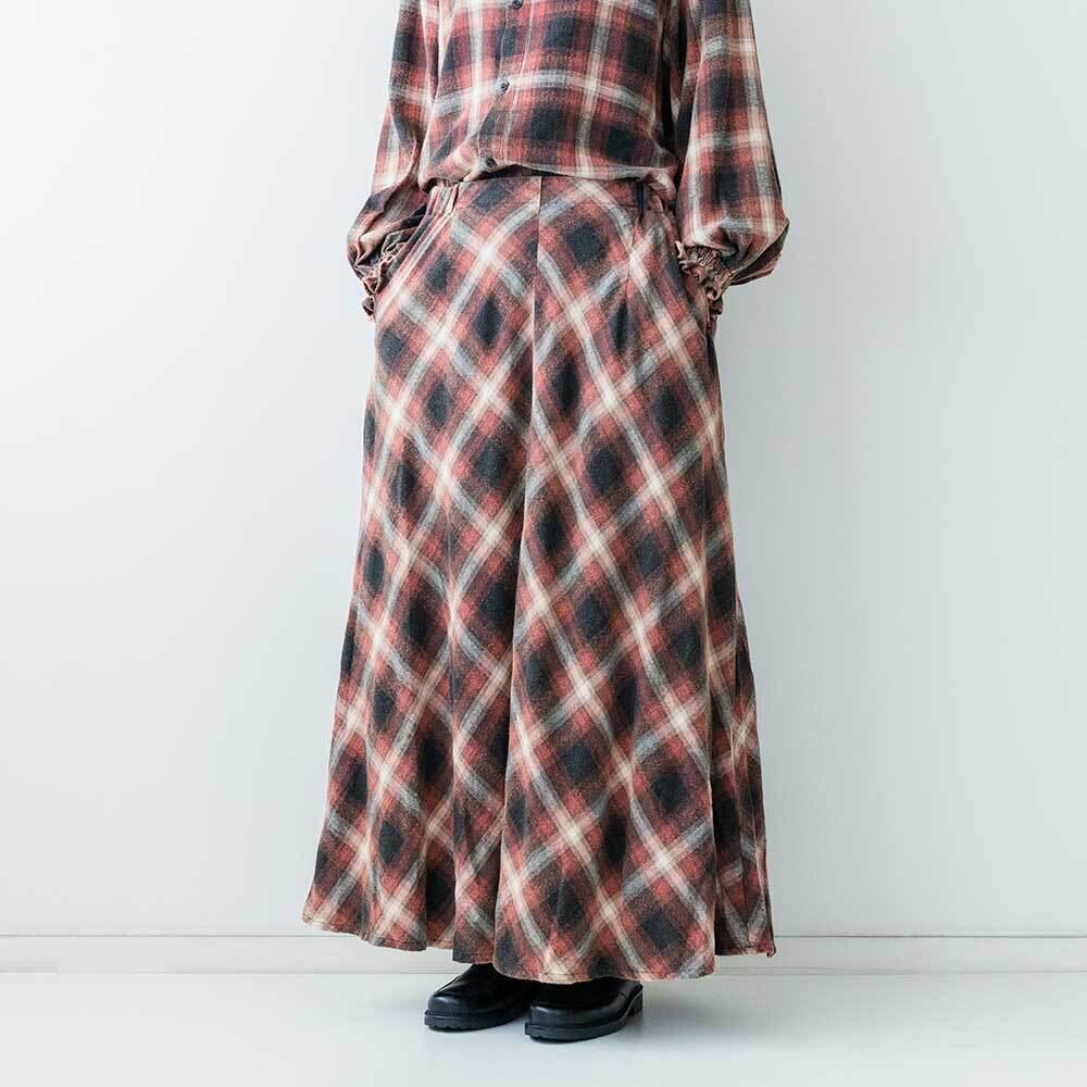 JOHNBULL サンフェードウォッシュネルチェックスカート