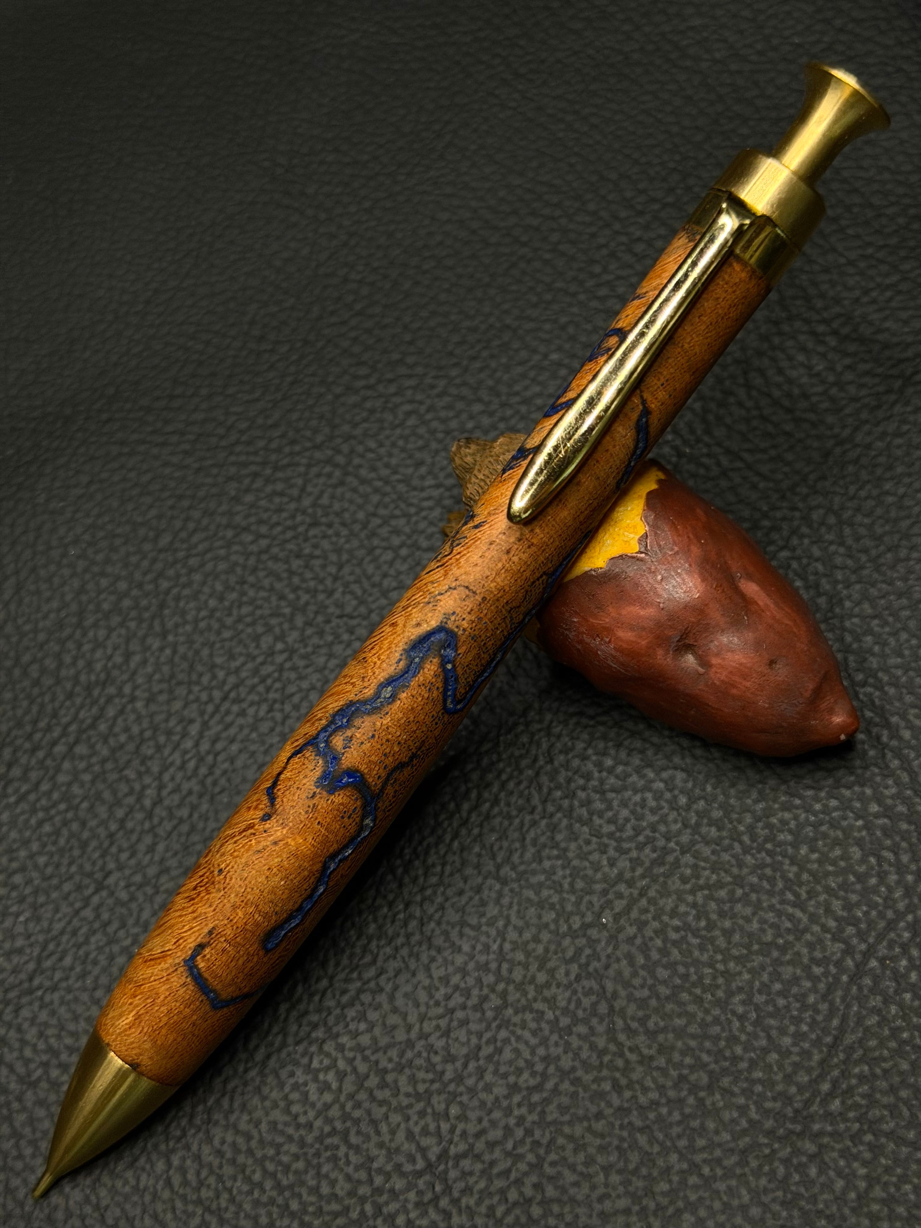 2 ゴールデンローズウッド瘤 極上杢 彫金金具 シャープペンシル