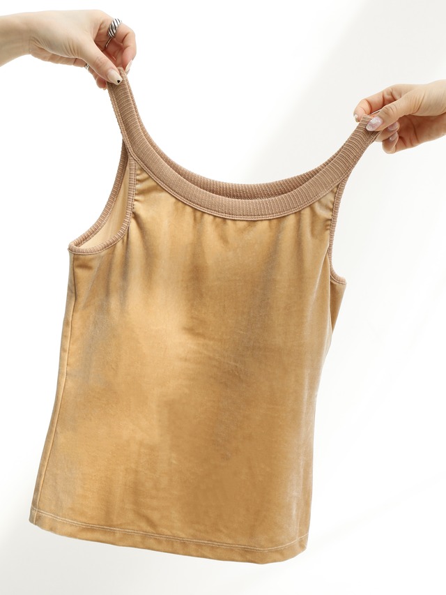 cup-in velour american sleeve tops（beige）