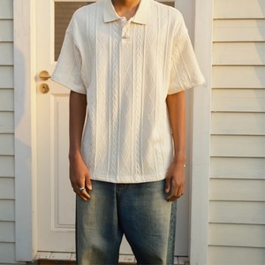 テクスチャードリッチポロシャツ　0684