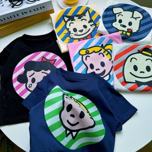 【90-150】夏作カートゥーンプリントTシャツ