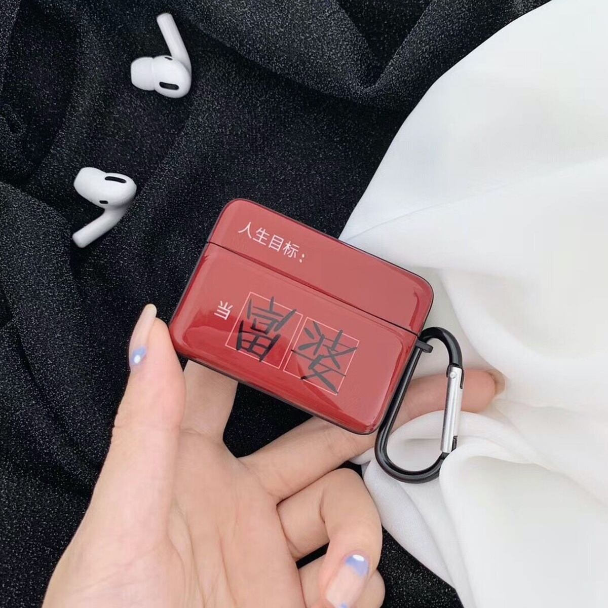 Airpods Airpodspro ケース 韓国 中国語スクエアケース Imd エアポッズ エアポッド プロ カバー フック付き かわいい 大人 可愛い お洒落 イヤホンケース セレクトショップオンリーユー