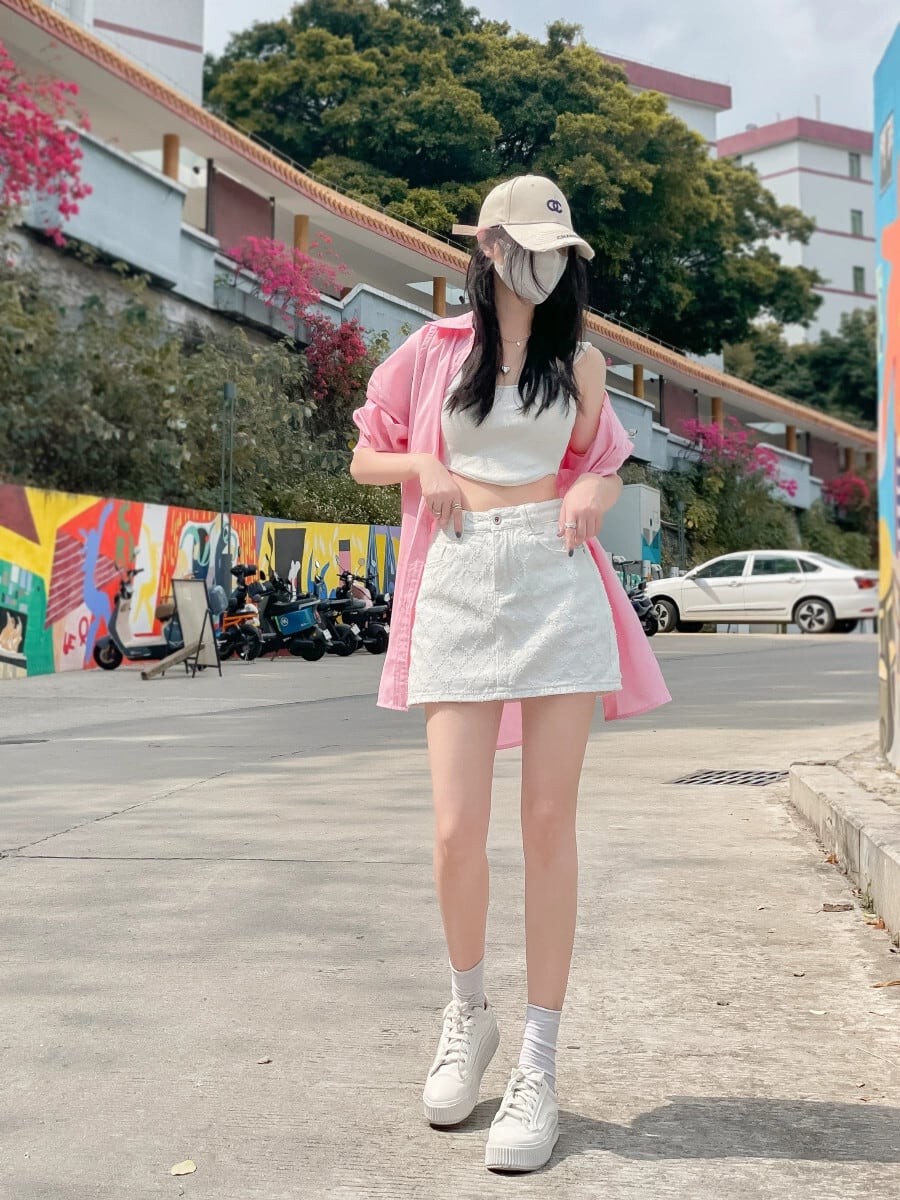 台形　ホワイト　Sサイズ　スカート　ラインアップ ダイヤモンドデザインデニムスカート女性 2024 夏の新 A ライン