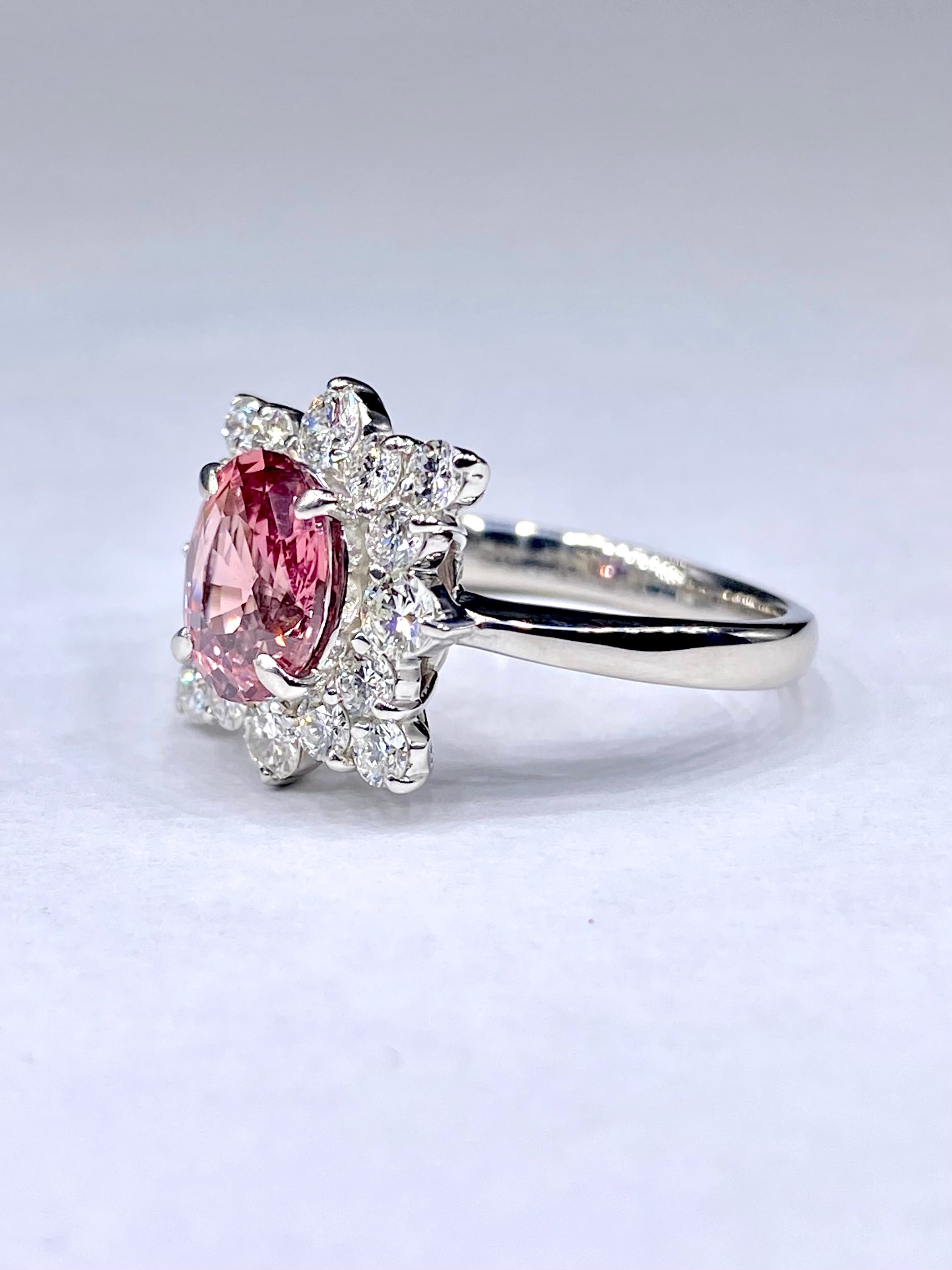 パパラチアサファイア 1.67ct / ダイヤモンド 計0.76ct Pt900 リング