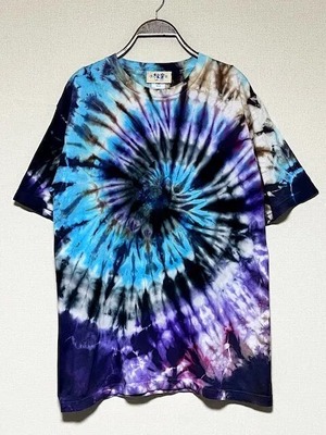 タイダイ染め Tie-dye  Tシャツ　Lサイズ　ブラック×カラフル　 Hippies Dye HD21-48