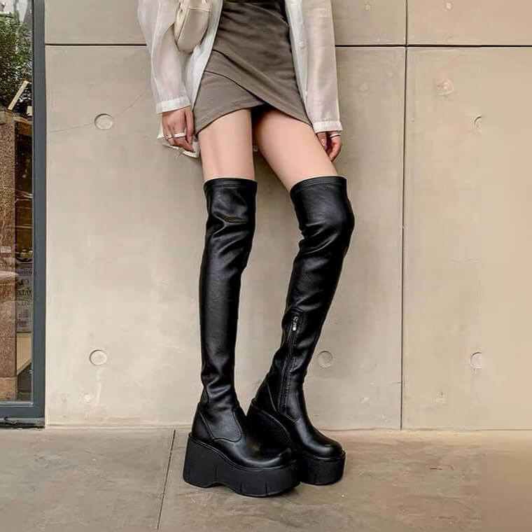 ボリュームソールサイハイブーツ10cm全2色 | 厚底シューズ・レディース