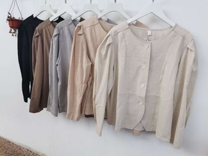 リネンブレンド パフスリーブシャツジャケット  ASF-212010-1047