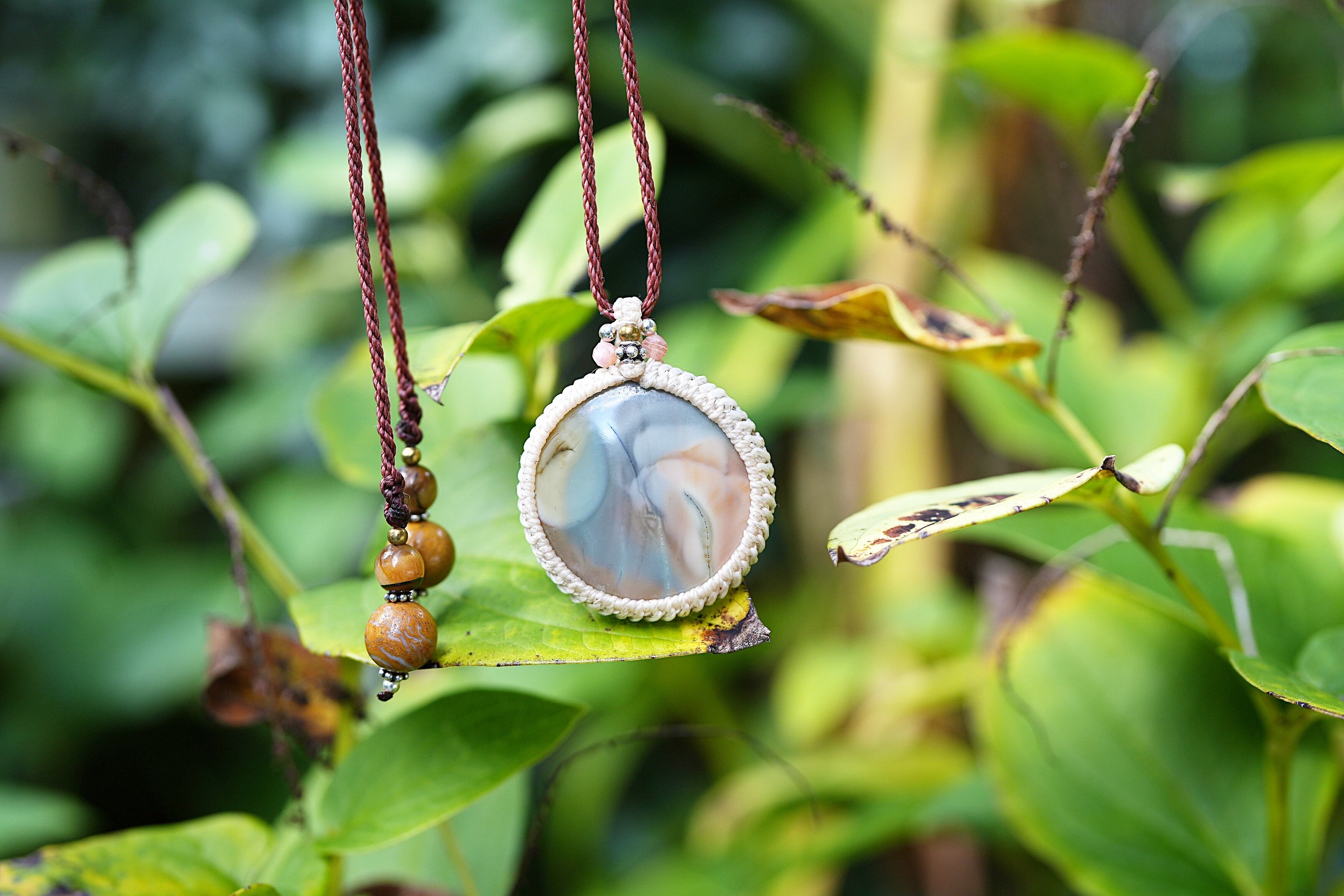 ジャスパーのマクラメネックレス 芸術☆ジャスパー マクラメネックレス1288 | Funky garuda