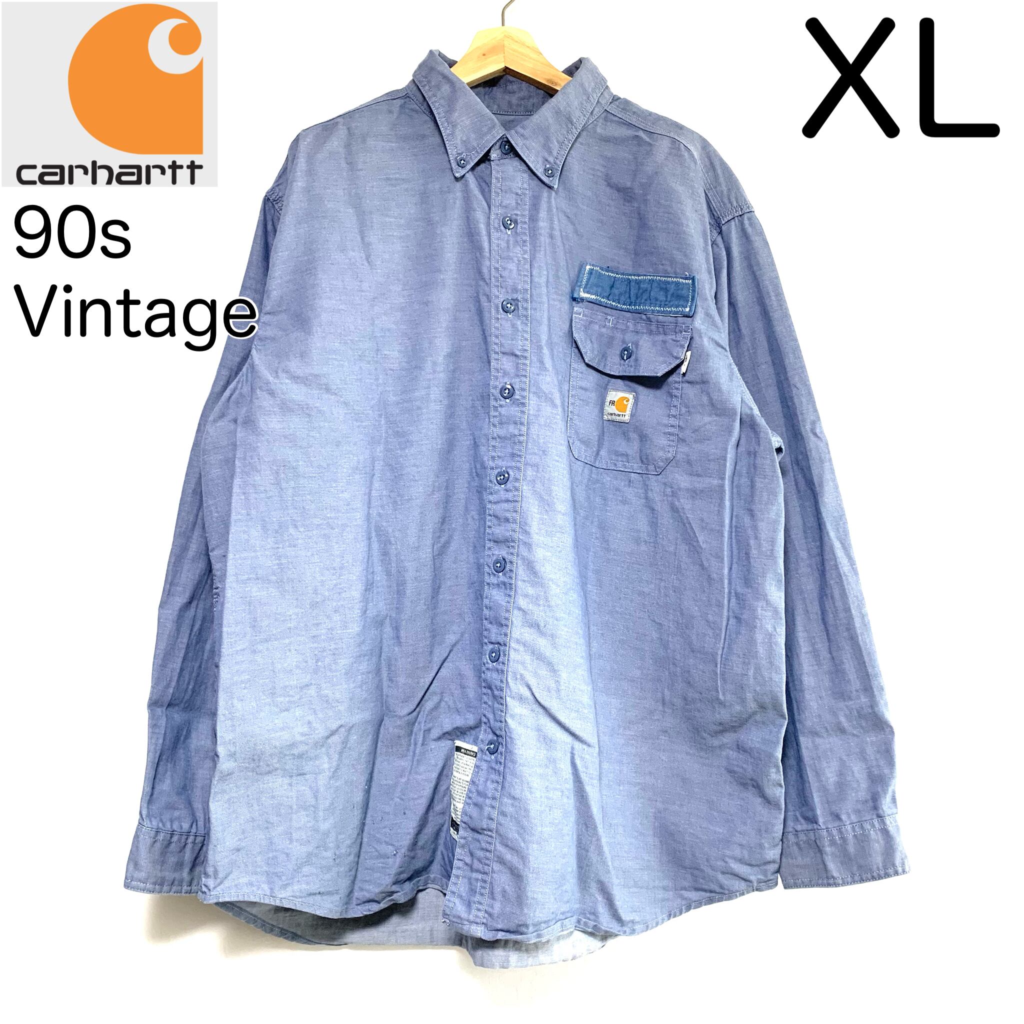 CARHARTT シャツ ビッグシルエット 90s オーバーサイズ 青 bl