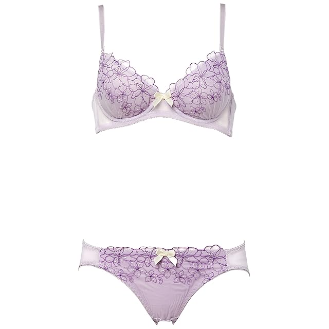 ◎ ☆G70.G75.H70.H75☆ラベンダー花柄チュールレース ブラジャー