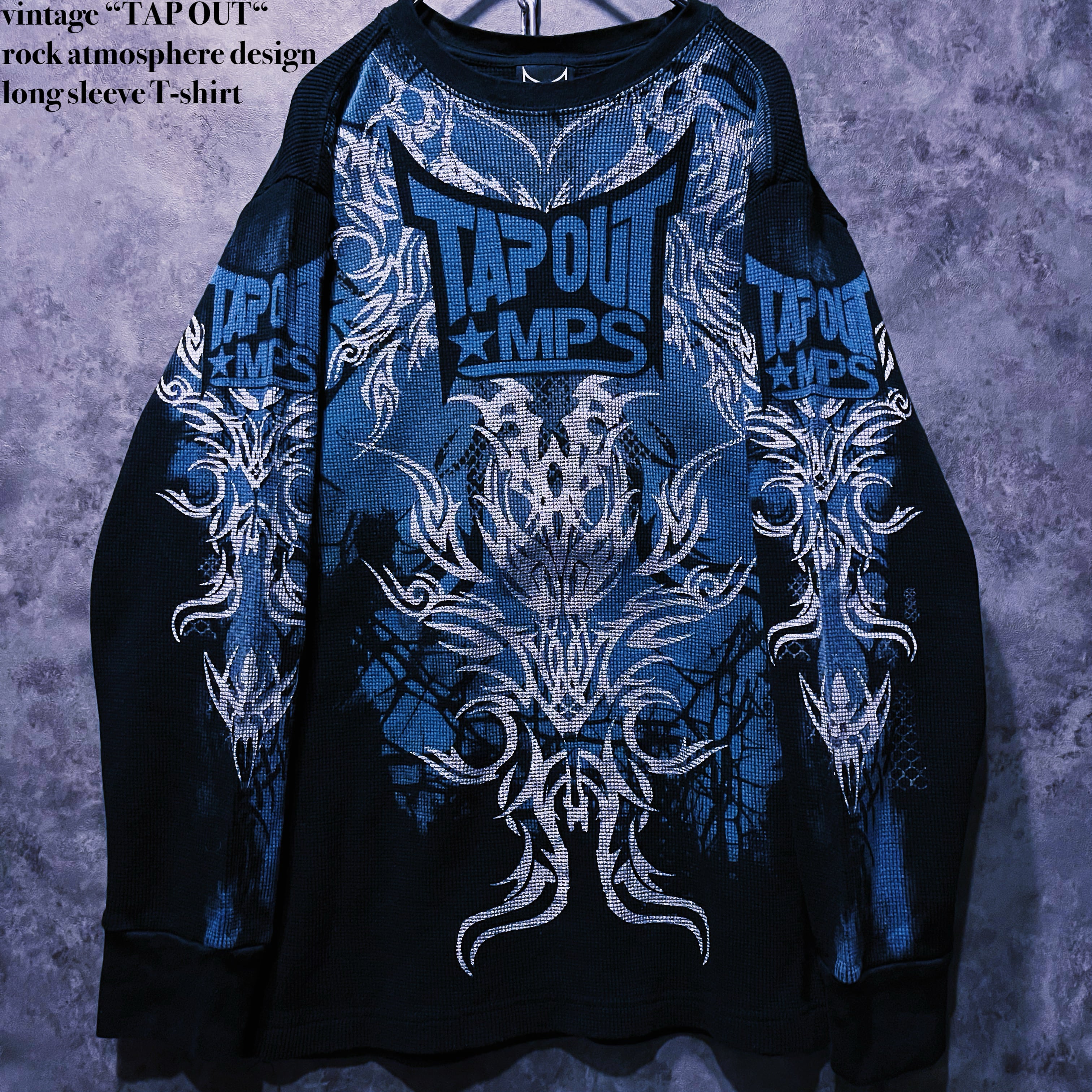 【doppio】vintage “TAP OUT“ rock atmosphere design long sleeve T-shirt