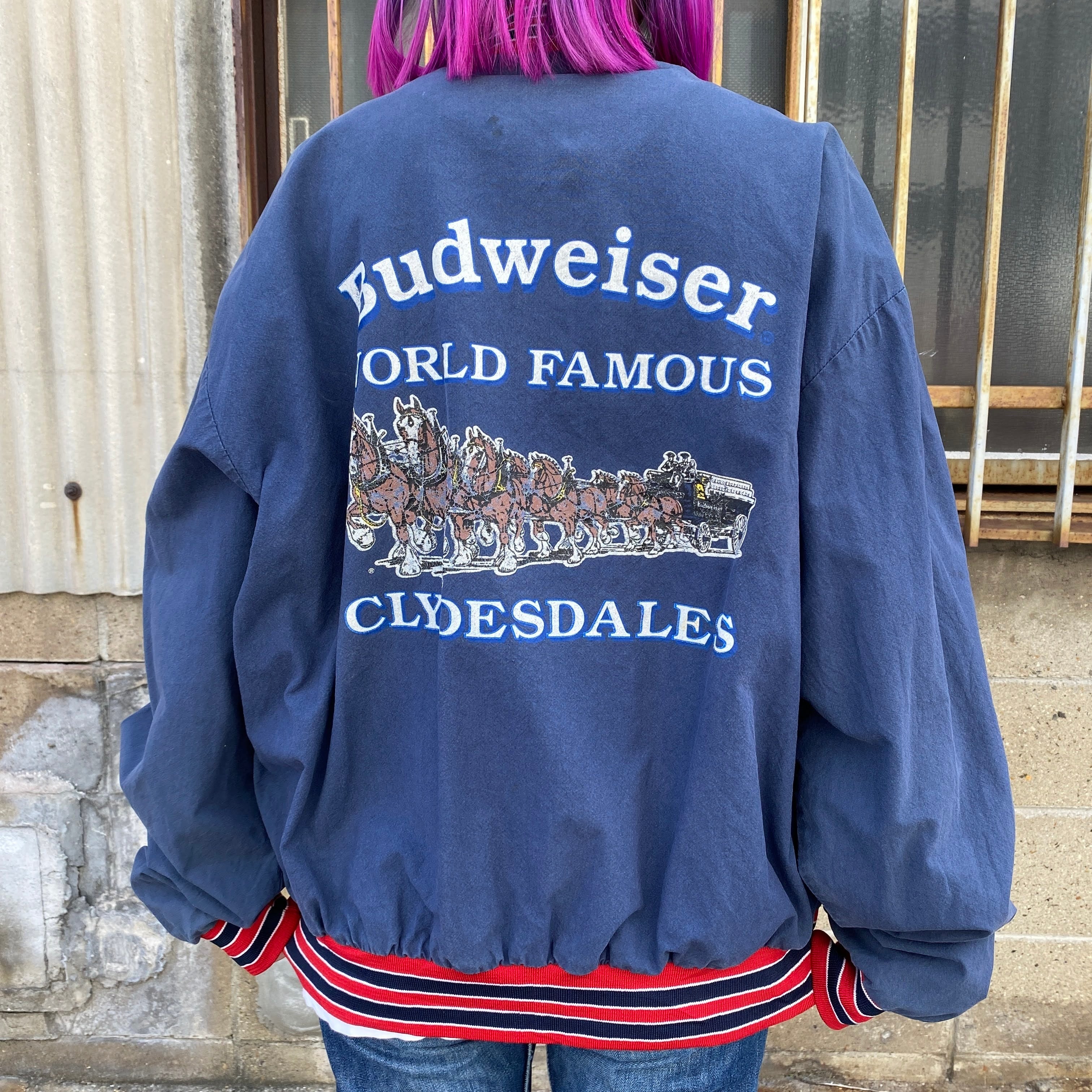90年代 USA製 Budweiser バドワイザー スタジャン メンズL相当 古着 