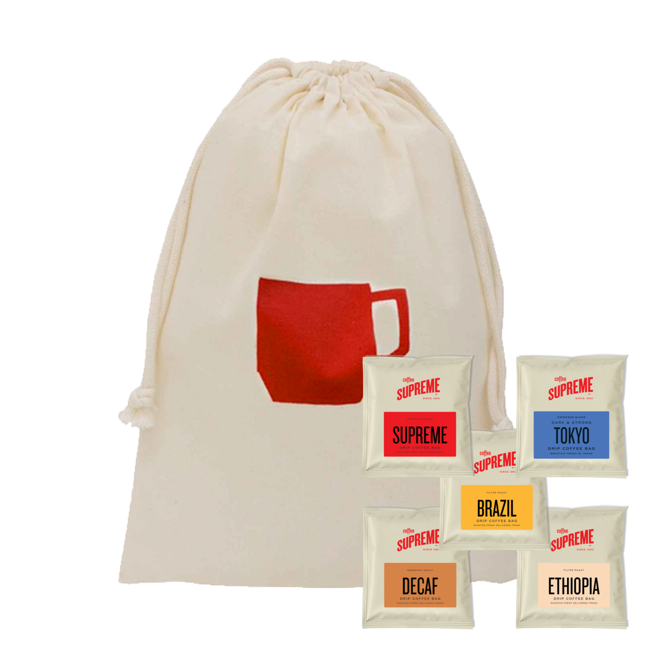 【お試しセット】コーヒードリップバッグ5種セット＆選べる巾着セット