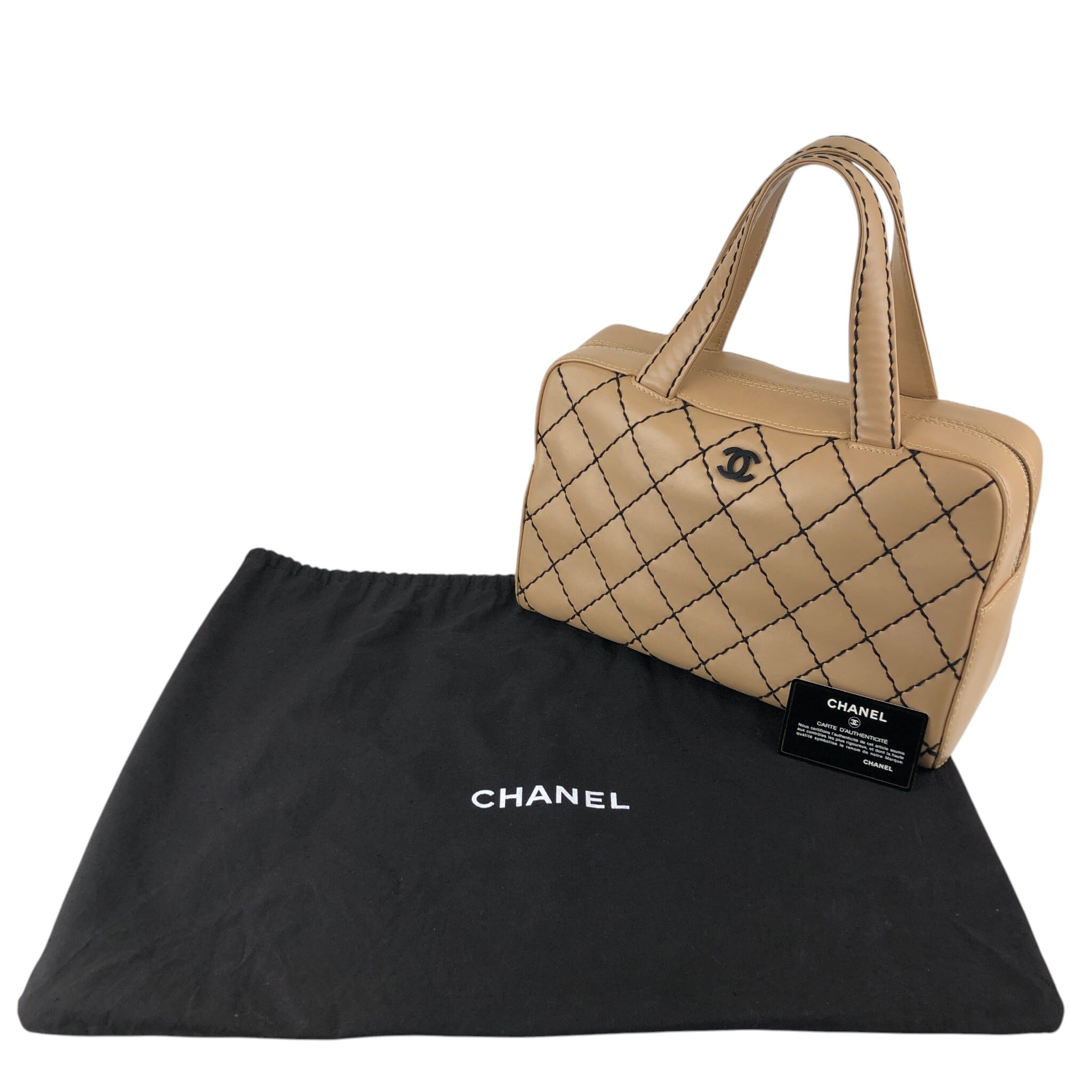 CHANEL シャネル　マトラッセ　ワイルドステッチ　ハンドバッグ　ポーチ付き CHANEL シャネル マトラッセ ハンドバッグ ベージュ ココマーク