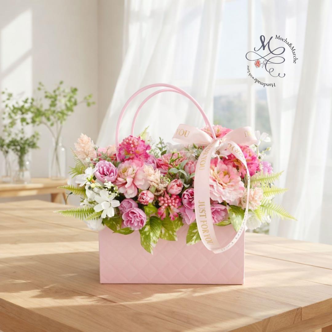 春色 フラワーバッグアレンジ｜光触媒加工・そのまま飾れる紙バッグ