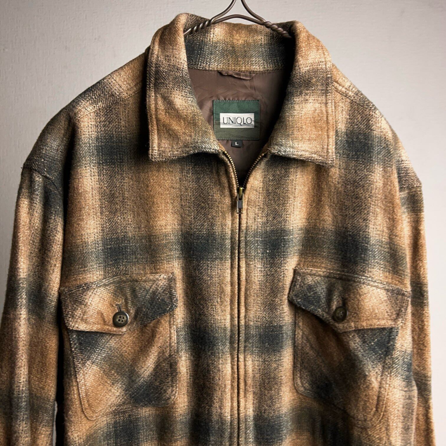 80's~90's UNIQLO Ombre Plaid Wool Jacket 80年代 90年代 ユニクロ 80's~90's UNIQLO Ombre Plaid Wool Jacket 80年代 90年代 ユニクロ