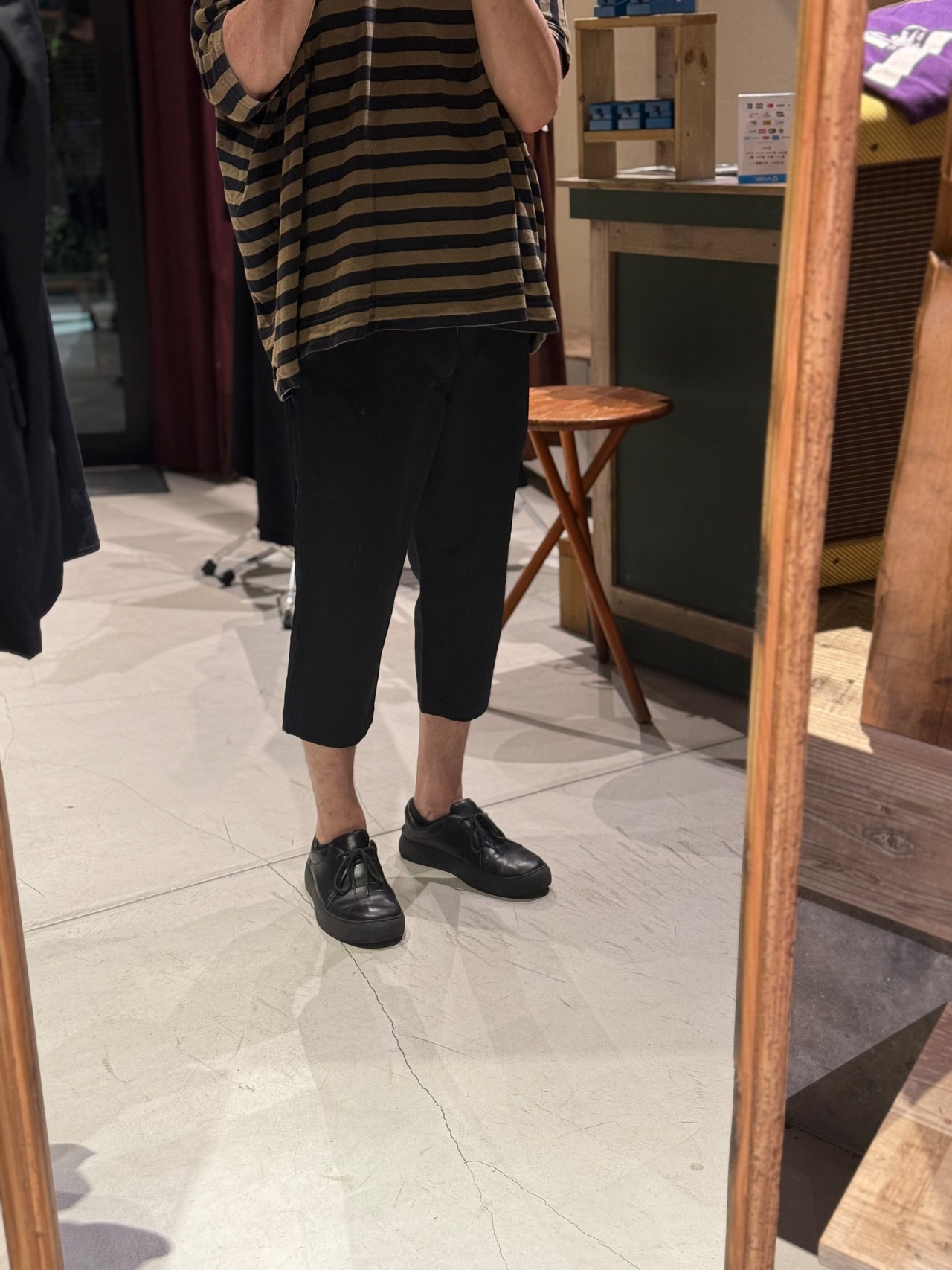 "BLACK COMME DES GARCONS” 3/4 length black trouser