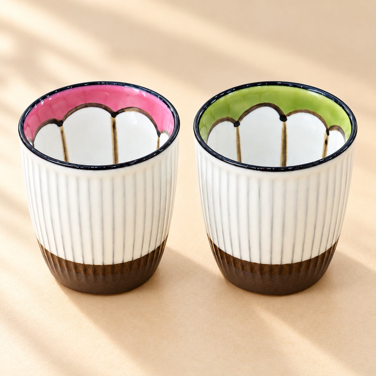 波佐見焼パッピーフラワー湯呑み、飯茶碗