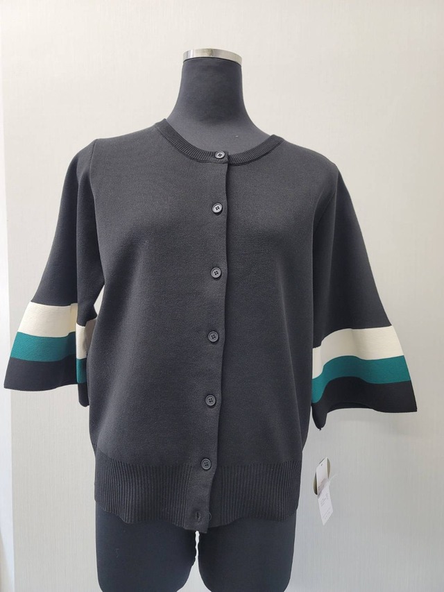 七分袖ボーダー カーディガン