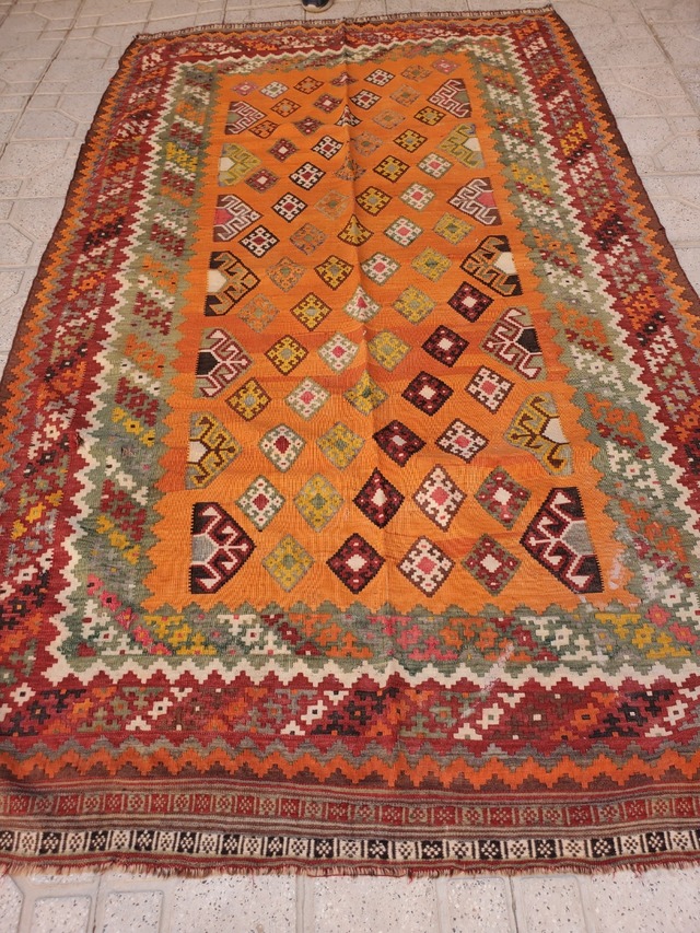 絨毯クエスト44【No.37】Kilim (55年) ※現在、こちらの商品はイランに置いてあります。ご希望の方は先ずは在庫のご確認をお願いします。