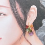 透明感の美しい　カラフルなつぶつぶサークルピアス イヤリング  パステルカラー