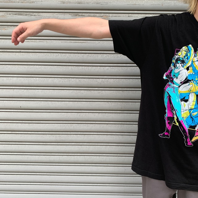 ジョジョの奇妙な冒険 アニメTシャツ L 黒 キャラクターT 漫画 海外企画