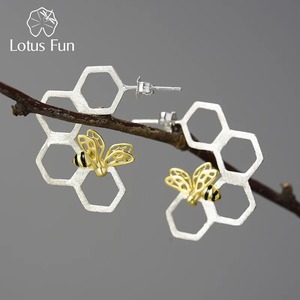 〈925 Sterling Silver〉Bee Pentagon Hoop-Pierce【L0214】