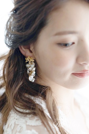 【outlet】【イヤリングコンバーター対応】フラワーピアス ~ ブライダルピアス ~ ≪FP-06≫