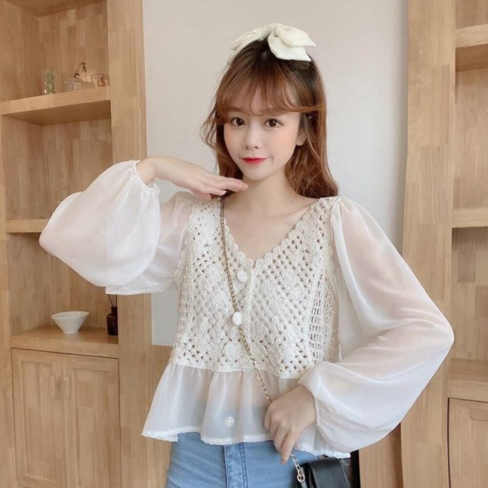 レース切り替え かぎ編み レディース トップス 春夏 韓国 きれいめ 大人 かわいい おしゃれ カジュアル 大人可愛い 大人女子