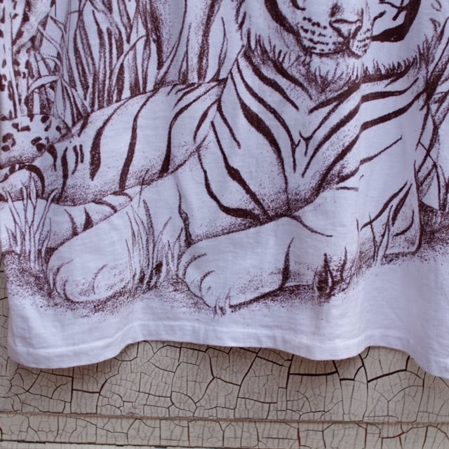 1990s Artex WWF Animal Print T-shirt / Lion Tiger Cheater