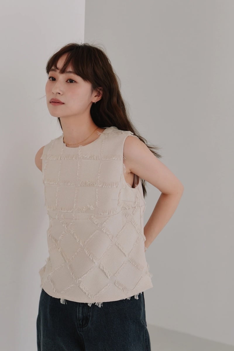 【Hella ヘラ】CUT JACQUARD CHECK BLOUSE カットジャガードチェックブラウス h253-17 (2COLORS)