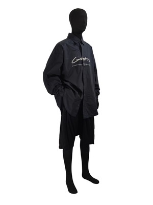 GEECHOOSEMONEY シグネチャーロゴ シルケットコットン オーバーサイズシャツ