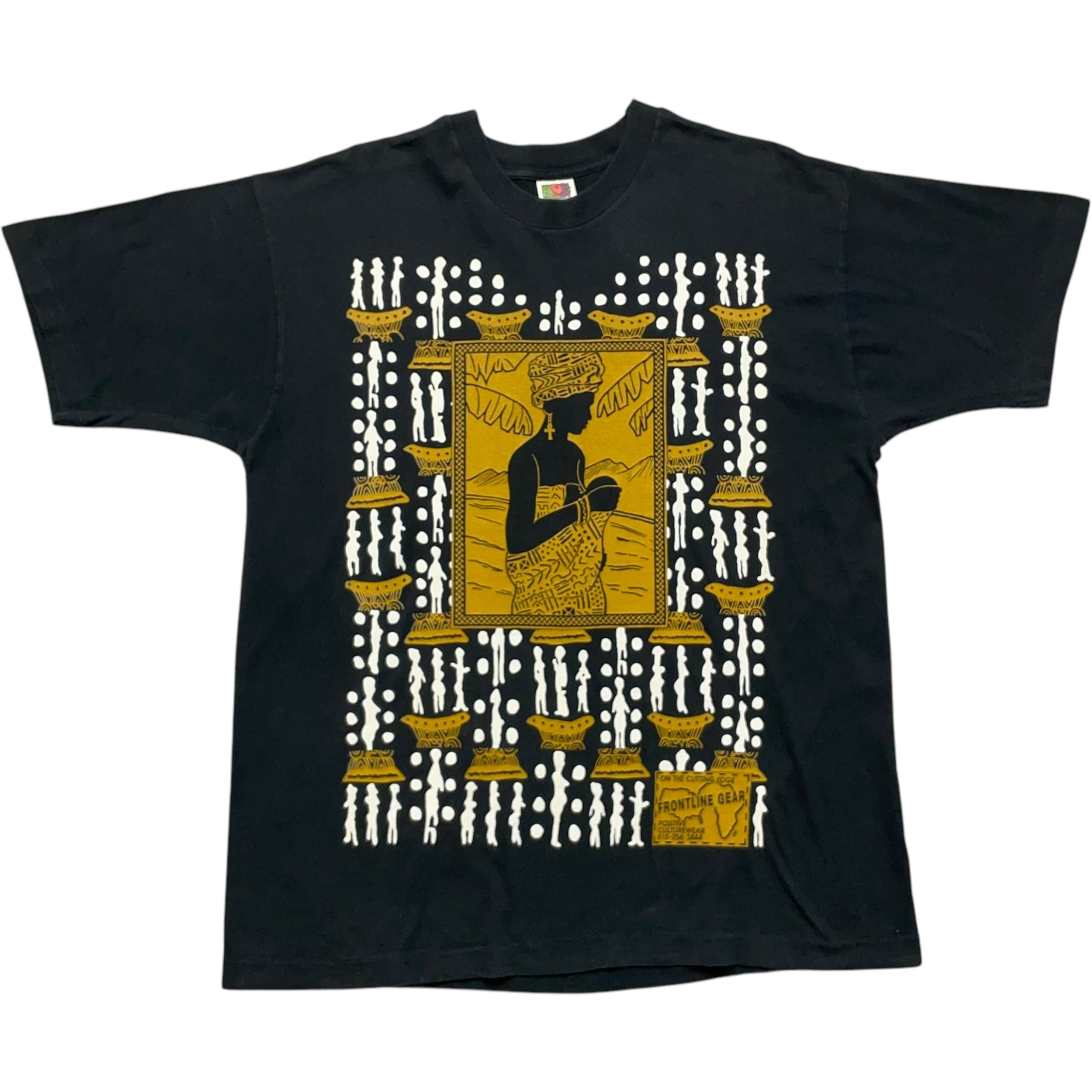 《XL》FRUIT OF THE ROOM フルーツオブザルーム Tシャツ アラビア風 プリント シングルステッチ ブラック 90年代 vintage no.7228