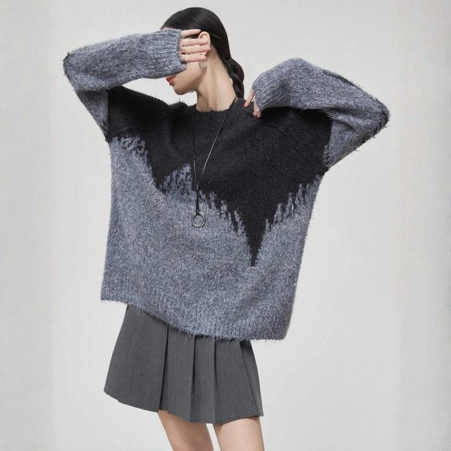 Gradient fuzzy knit top C1433