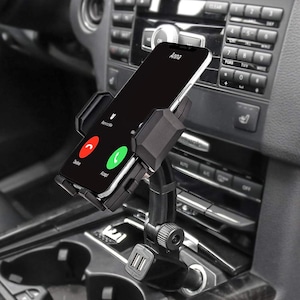 【数量限り】急速充電車載ホルダー デュアルUSBポー携帯カーマウント ３６０度回転スマートフォンホルダー 対応機種：３.５-６.８インチスマホ