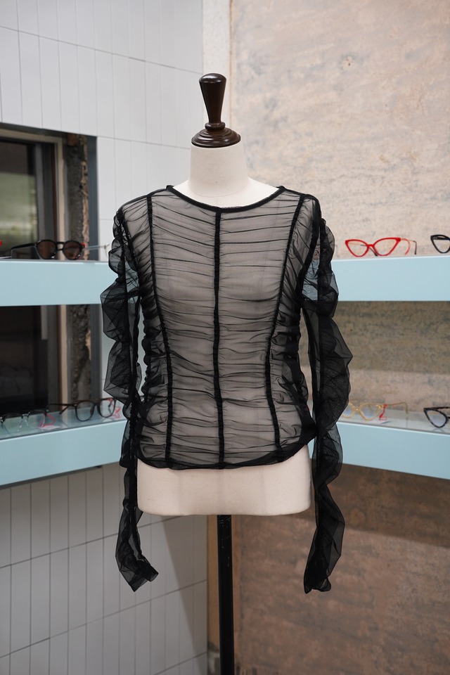 TULLE SHIRRING LONGSLEEVE CS