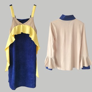 Blue×Yellowの協奏ワンピースセット（kai0342）