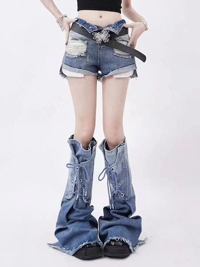 ダメージデニムパンツ Y2K ワイドパンツ レトロ ジーンズ ダメージデニムパンツ Y2K ワイドパンツ レトロ ジーンズ