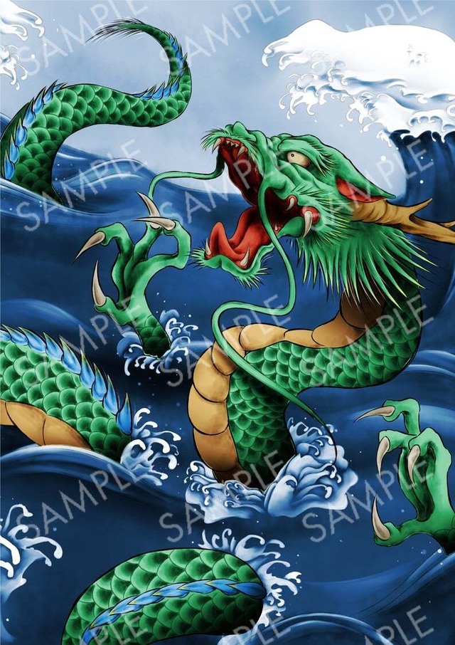 海龍神 デジタルポスター 日本画風アートイラスト Jpndragon 海龍神 デジタルポスター 日本画風アートイラスト Jpndragon