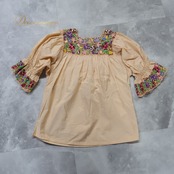 フォークダンス 衣装 LOUIS ルイス トップス ブラウス フォークダンス オレンジ系 刺繍 カラフル 花 花柄 チロリアン カントリー 紫 緑 黄 青 かわいい ダンス衣装 イベント 練習 レッスン イエロー系 ピンク系 グリーン系 パープル系