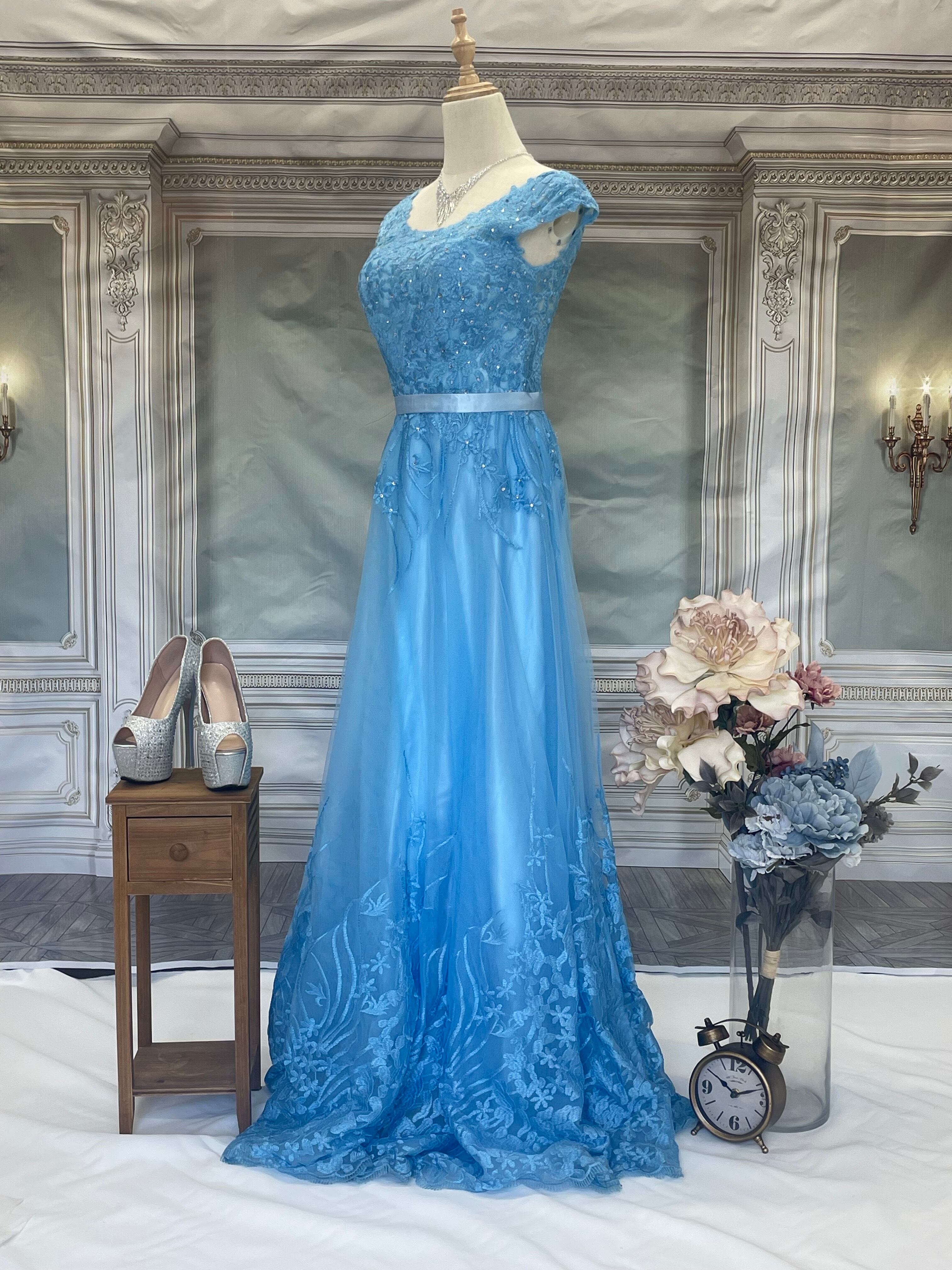 スカイブルーロングドレス | ブランドキャバドレス　　　プチプラドレス通販サイト　Dress Collection