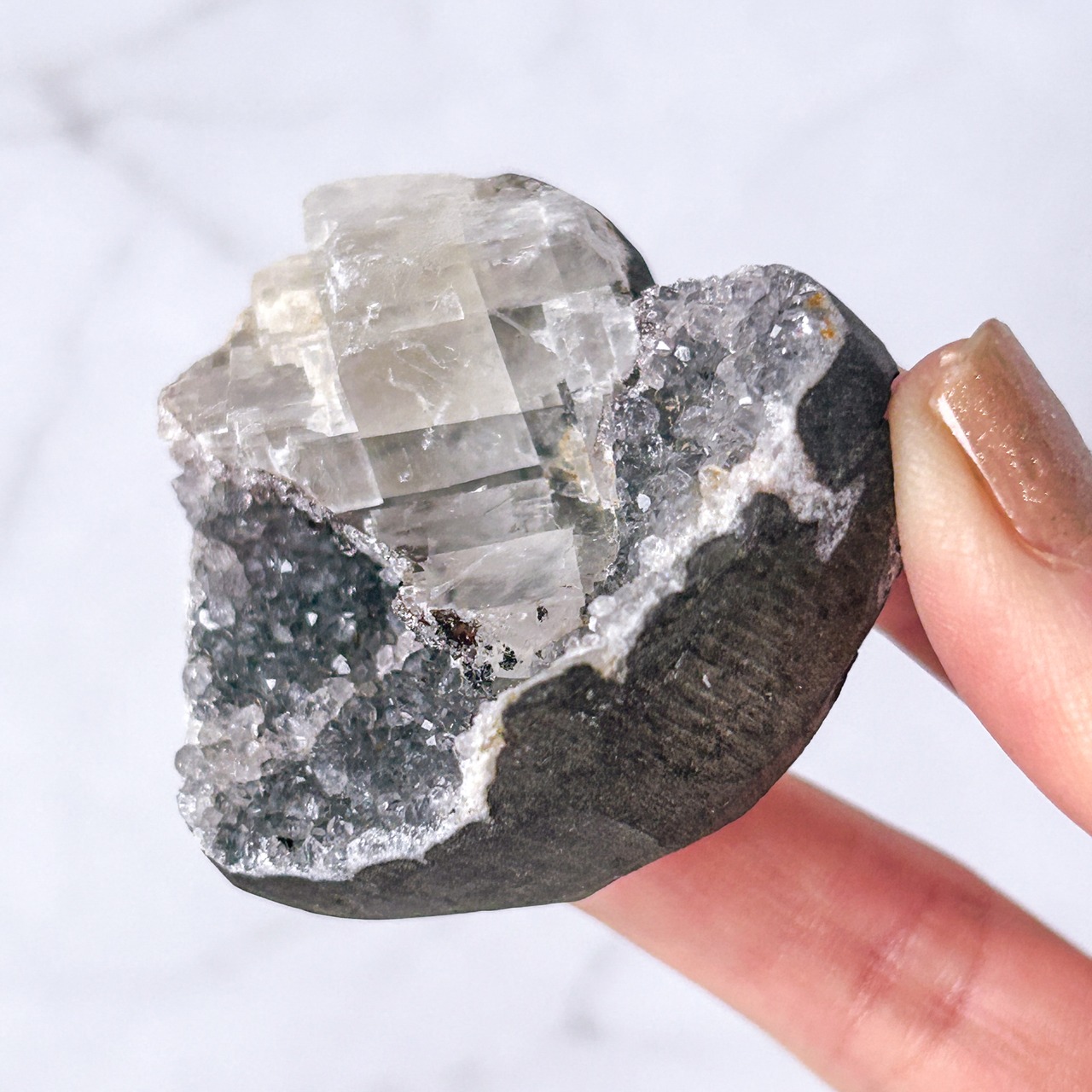 シュガーアメジスト カルサイト共生 ハート(カラー:グレー)