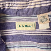 70s 80s vintage L.L.Bean エルエルビーン ストライプ BD 半袖シャツ S-REG/パープル/コットン/カナダ製