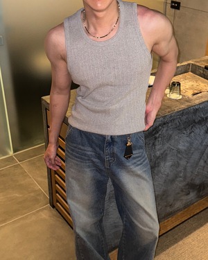 【Muscle Fit】Layered Ribbed Tank Top (3color)